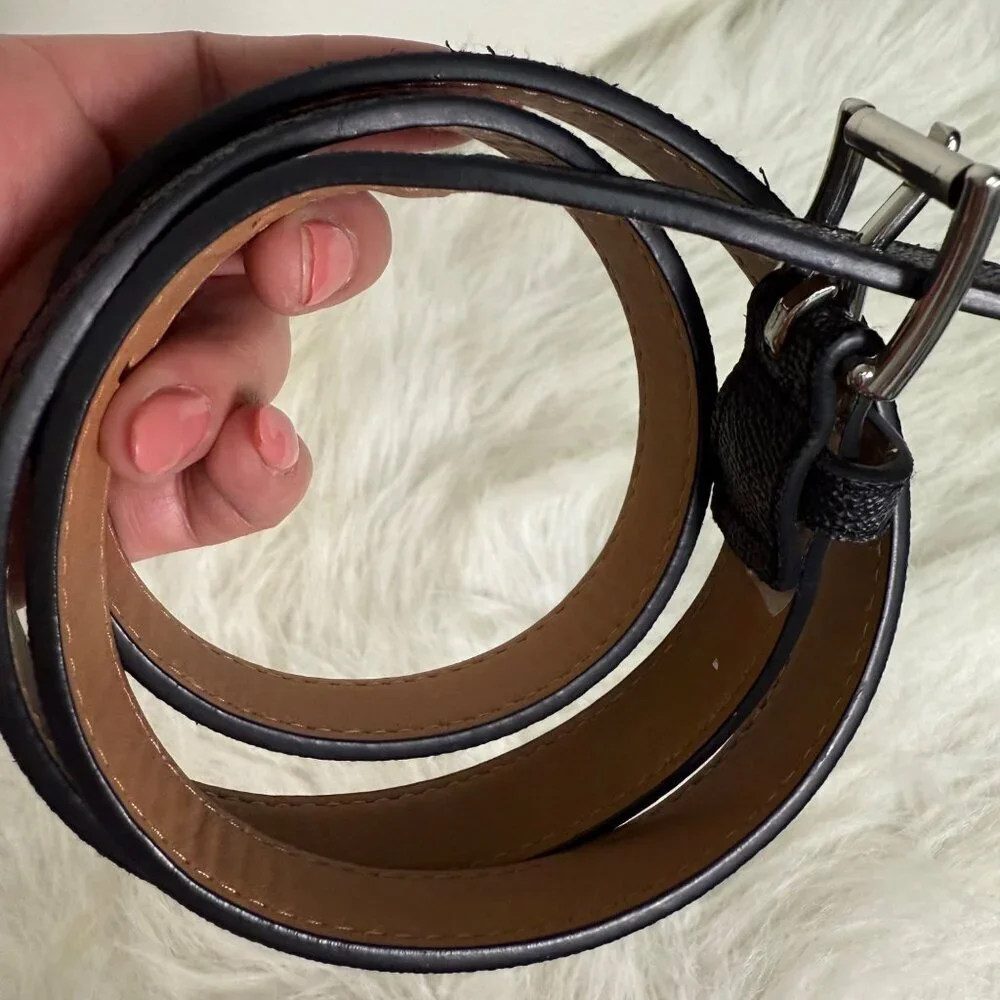 MICHAEL KORS Black Womens Mk Signature Logo Monogram Belt Medium Casual Wear